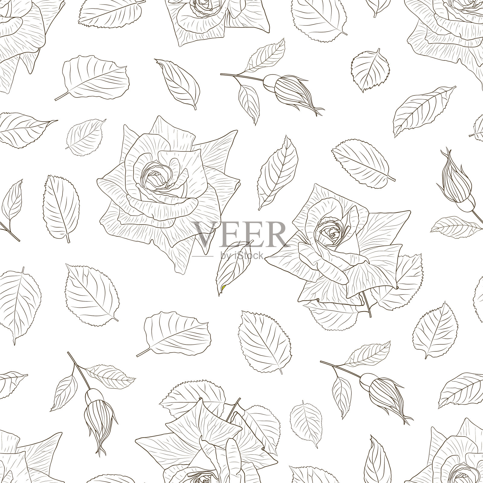 玫瑰尖无缝图案-01插画图片素材