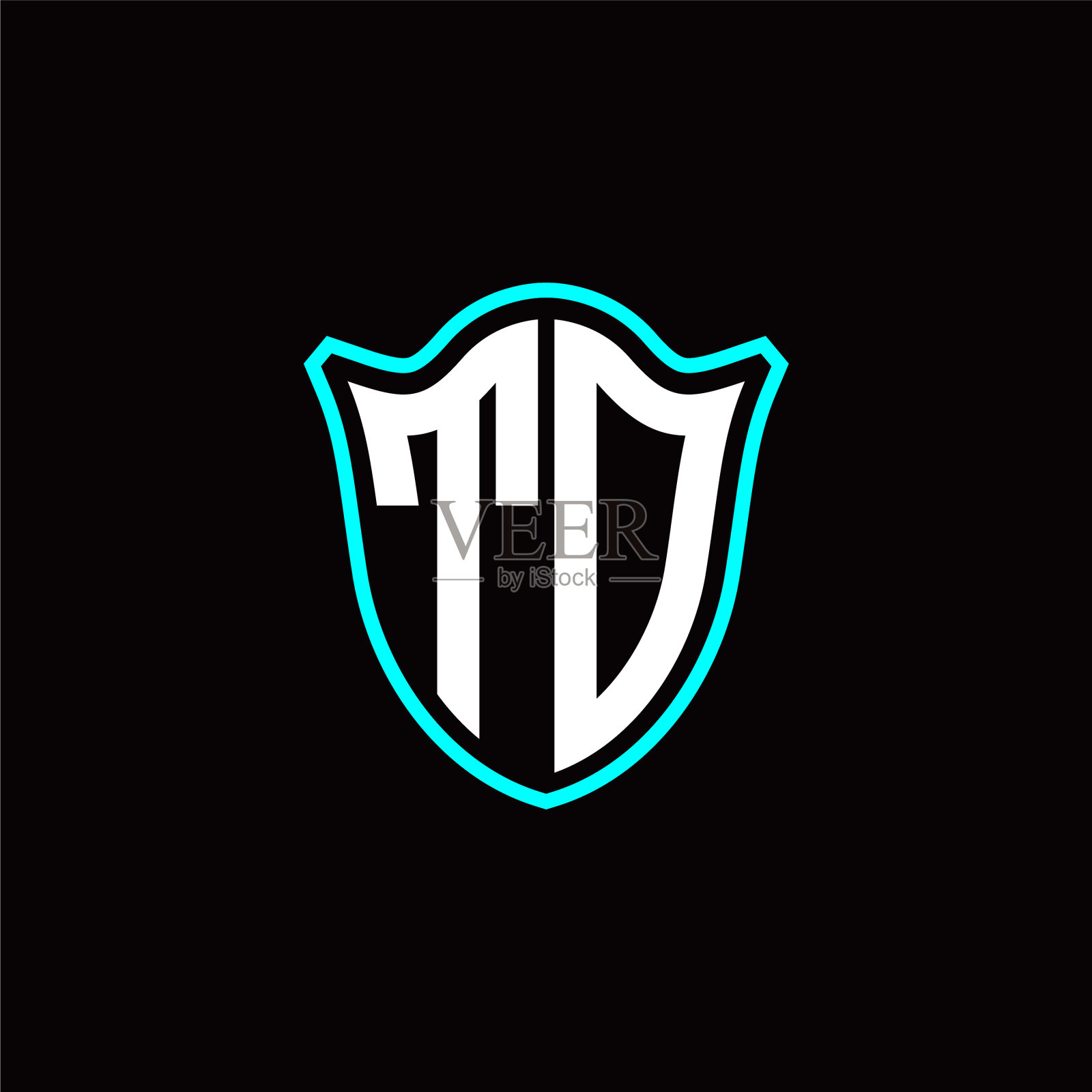 T首字母字母标志盾设计现代插画图片素材