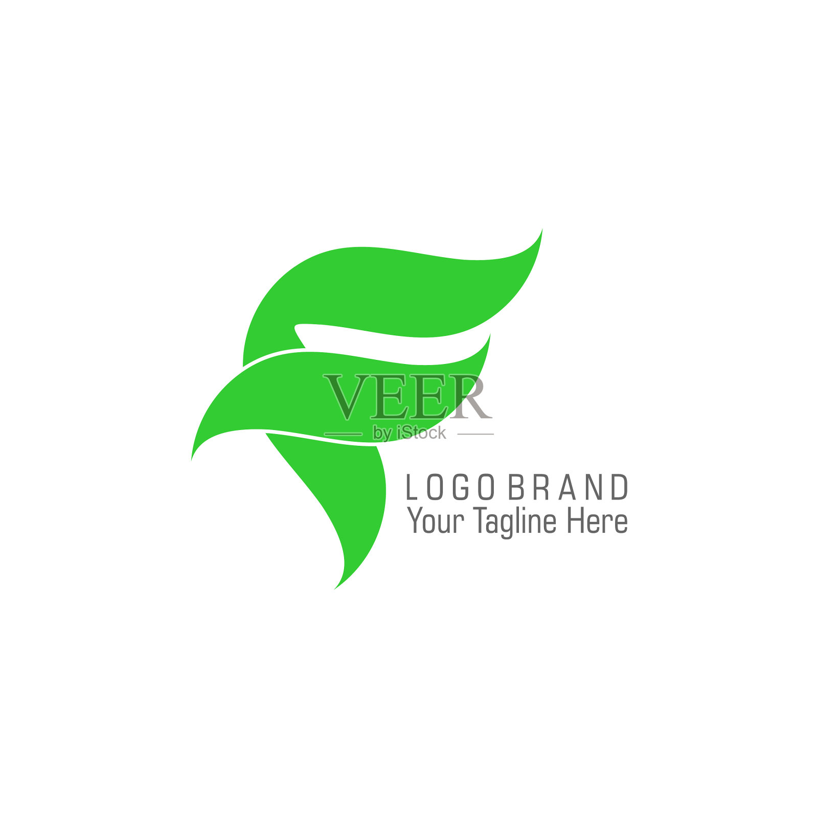 符号字母f的叶片曲线重叠平整设计插画图片素材