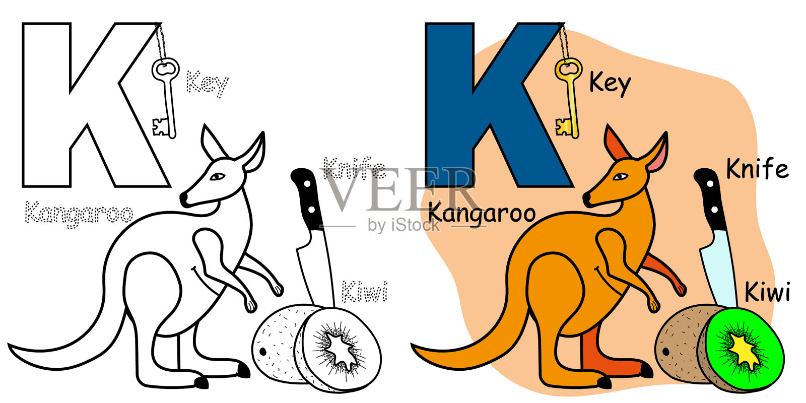 英文字母涂色书儿童页插画图片素材