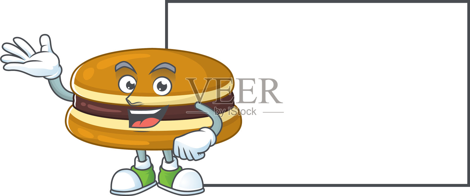 铜锣烧具有板卡通吉祥物的设计风格插画图片素材