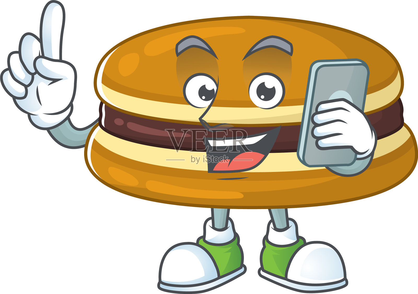 一个甜蜜的铜锣烧卡通设计讲电话插画图片素材