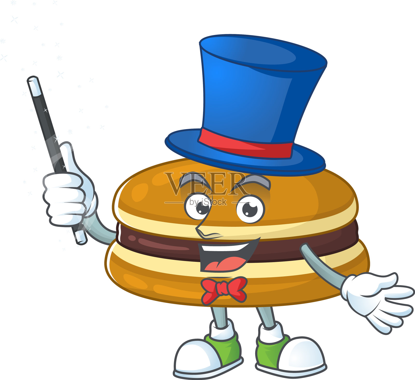 魅力四射的铜锣烧卡通魔术师表演插画图片素材