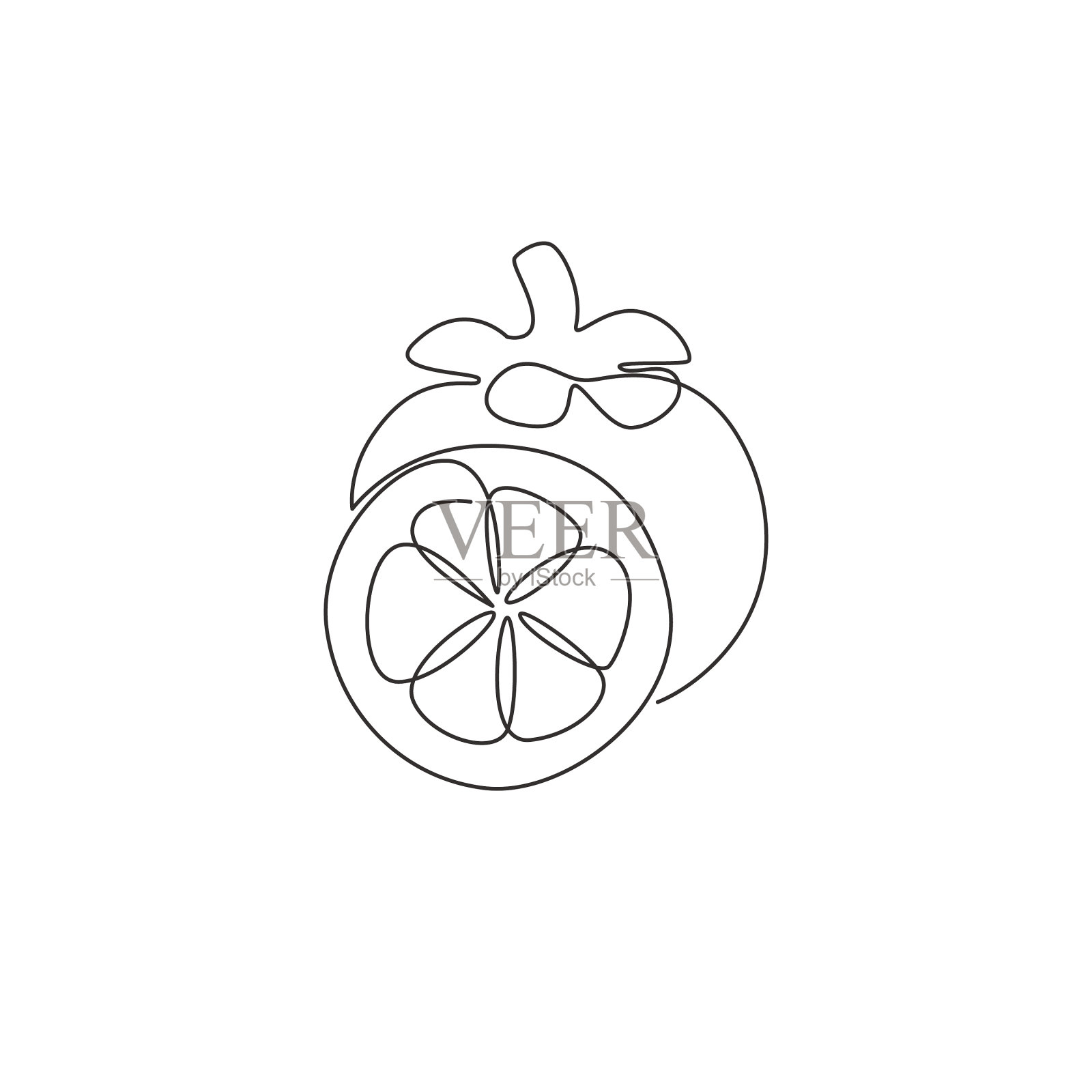 一个连续的线画整体和一半切割设计元素图片