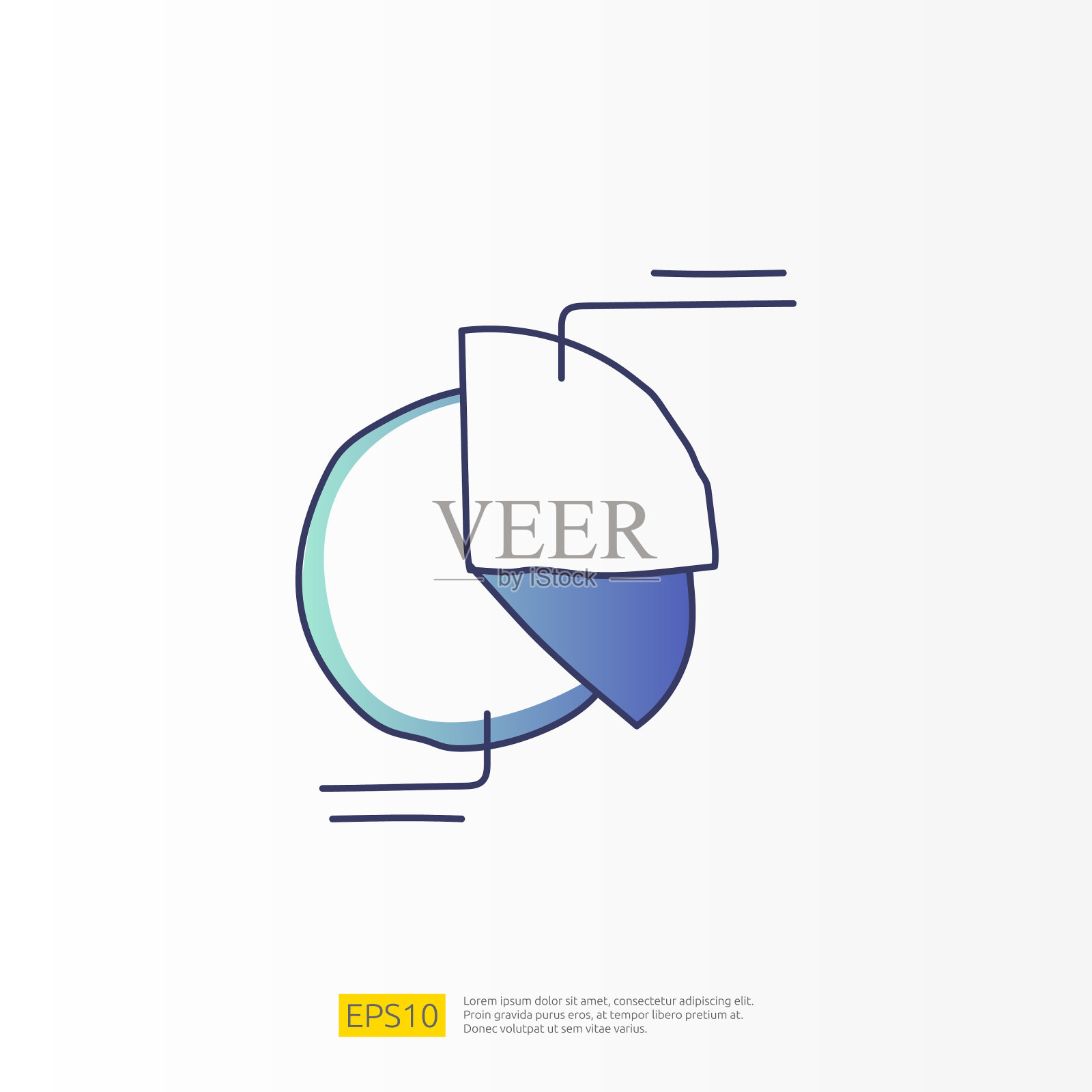 数据报告和演示概念涂鸦渐变填充线图标与图形图表文档。统计科学，数字营销和机器学习相关的商业战略说明插画图片素材