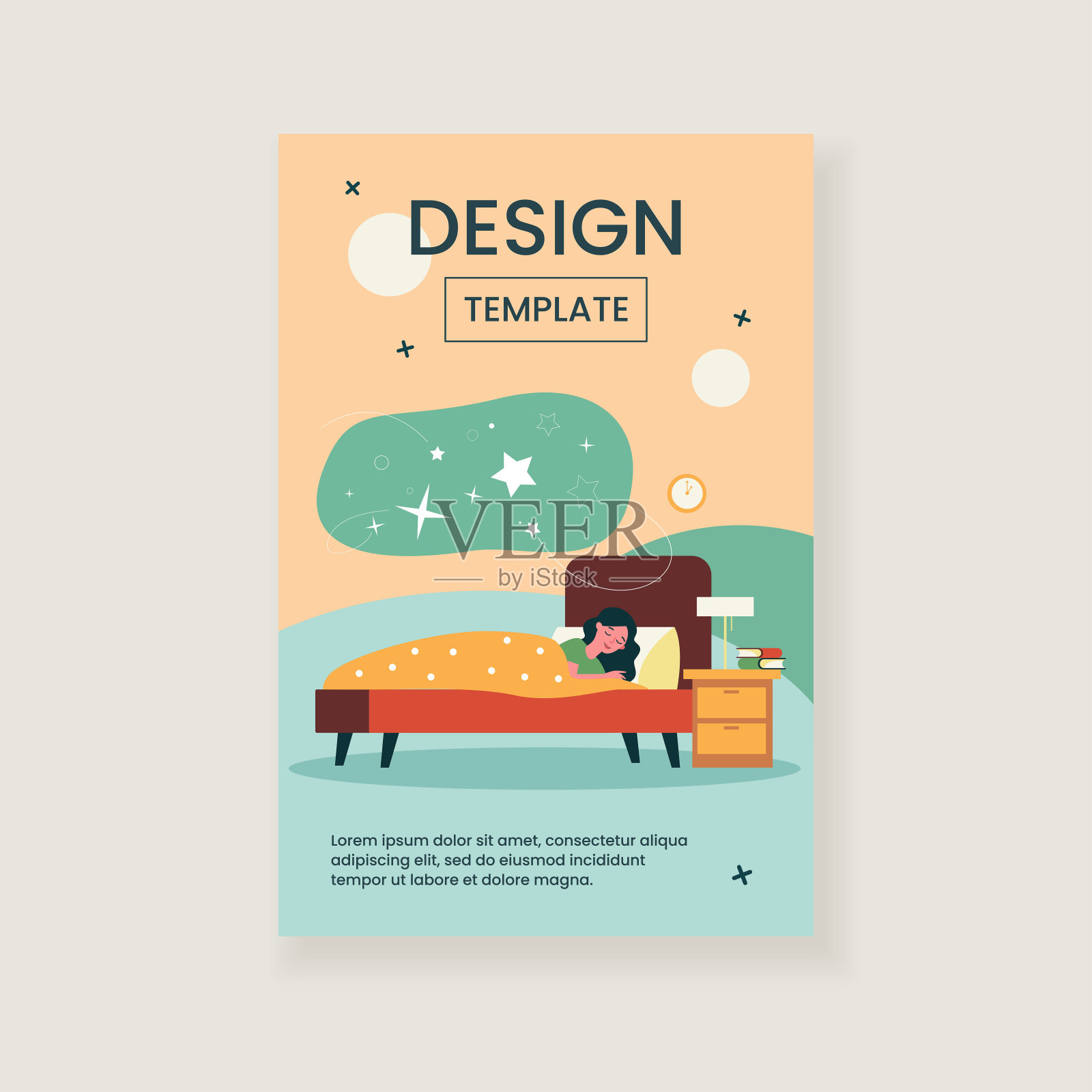 睡在卧室里的女人设计模板素材