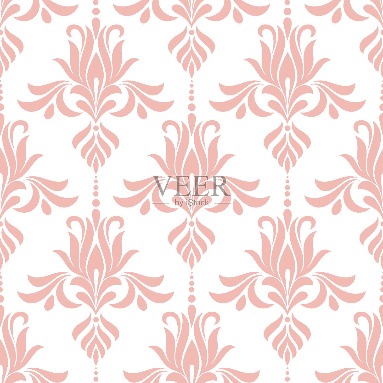 大马士革无缝图案元素。矢量古典豪华老式锦缎装饰，皇家维多利亚无缝纹理的壁纸，纺织品，包装。复古精美的花卉巴洛克模版。插画图片素材