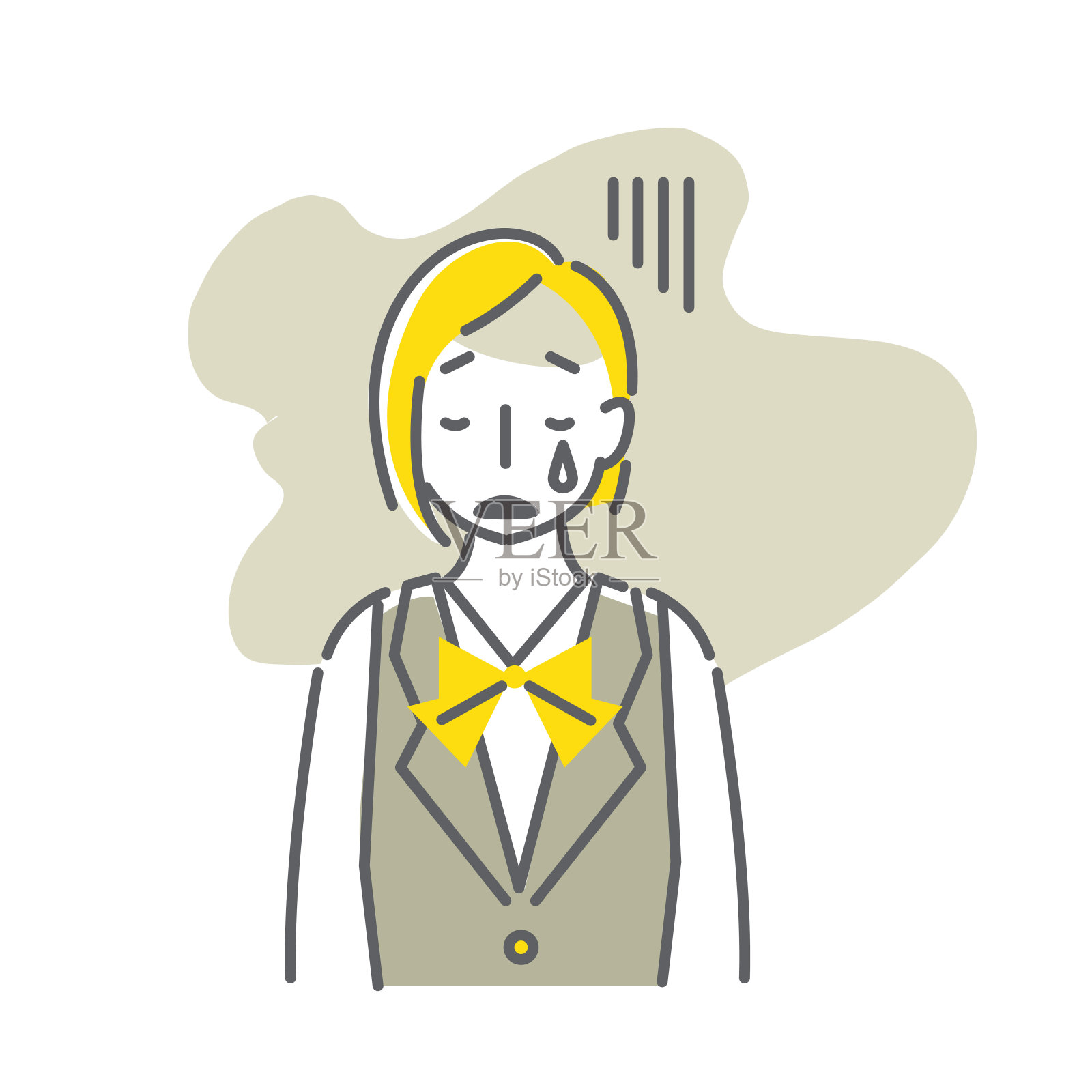 商务人士，简洁时尚的线条艺术，双色插画图片素材