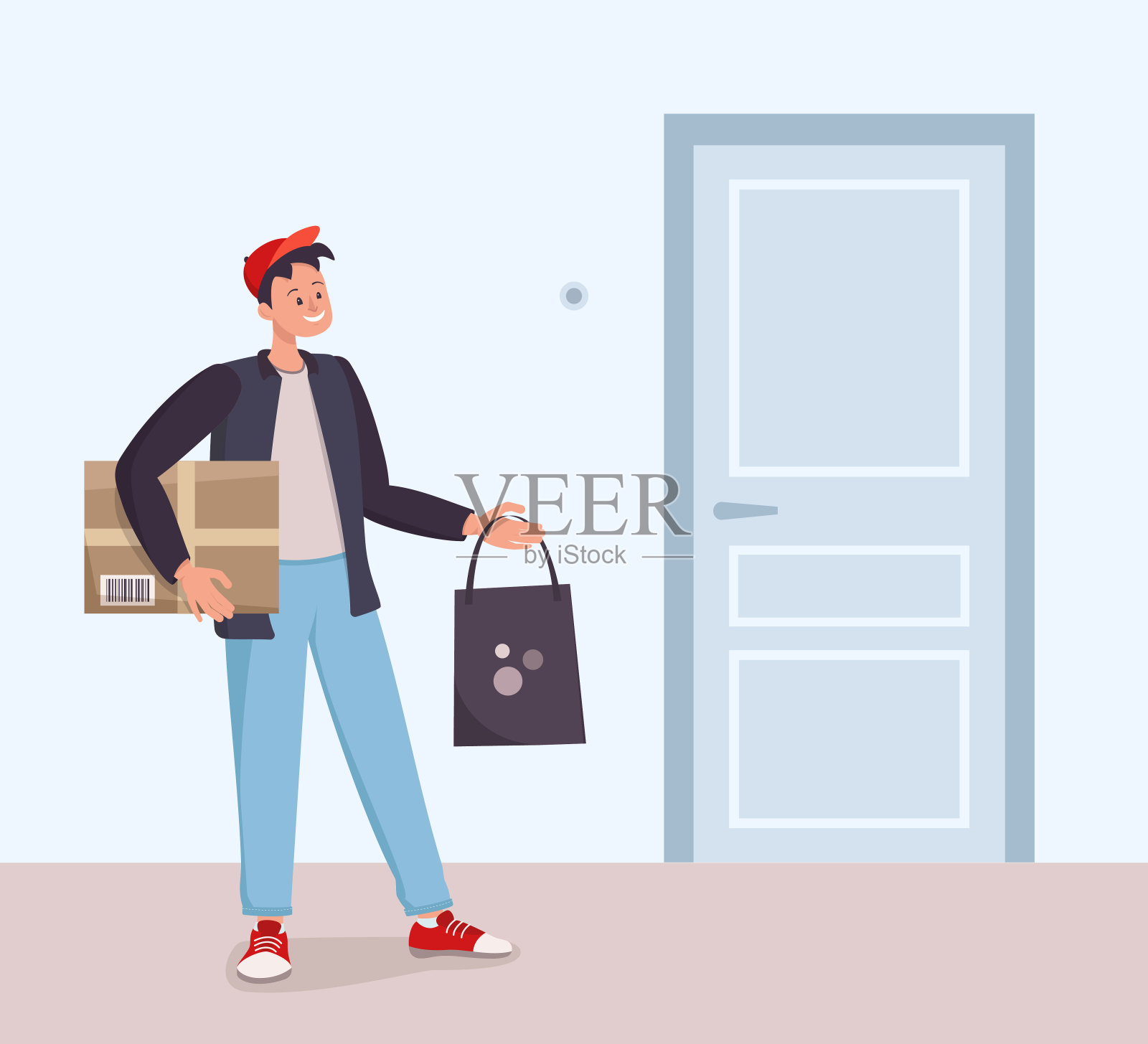 快递员递送订单插画图片素材
