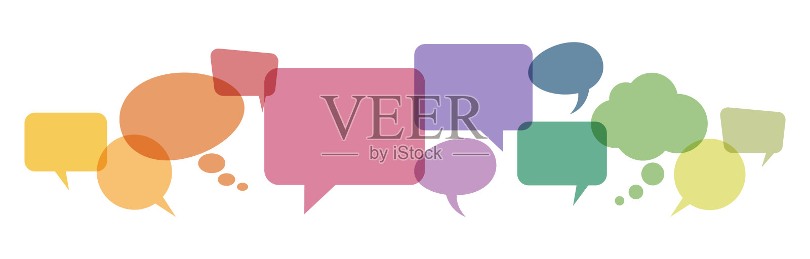 彩色语音气泡行插画图片素材