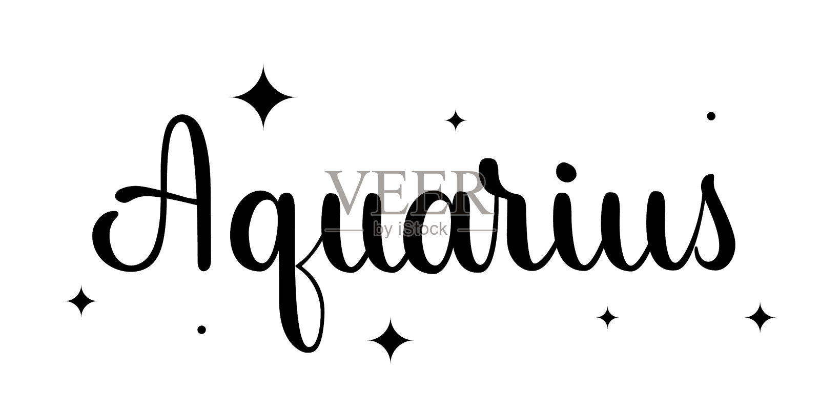 水瓶座手写名字星座生肖插画图片素材