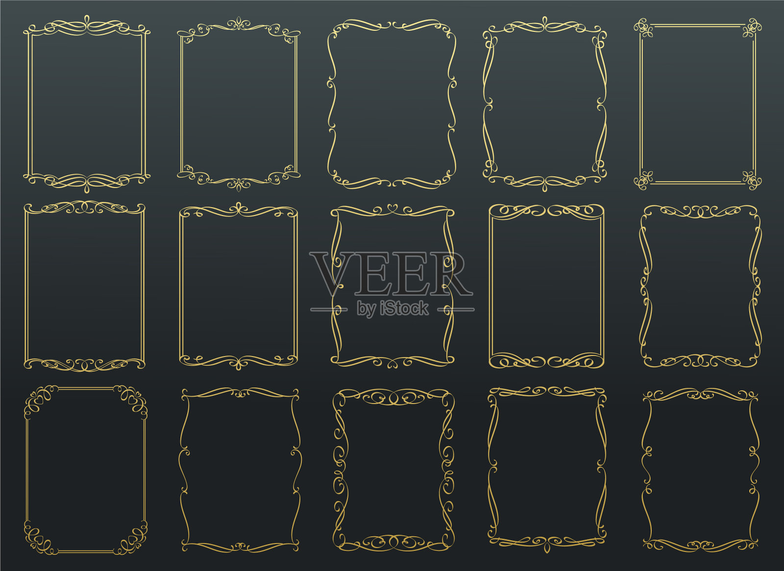 古老的金色书法框架插画图片素材