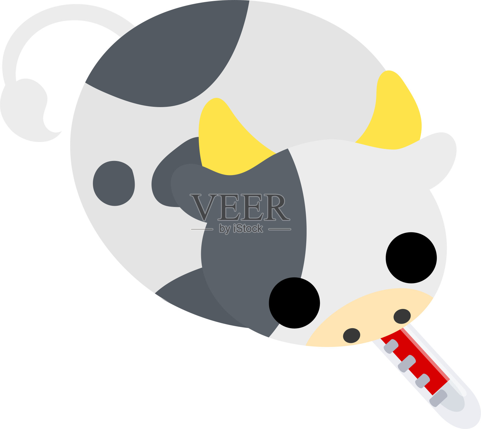 圆形奶牛的插图像一个填充动物插画图片素材