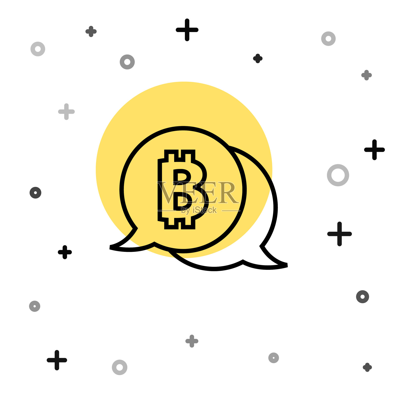 黑线加密货币币比特币图标插画图片素材