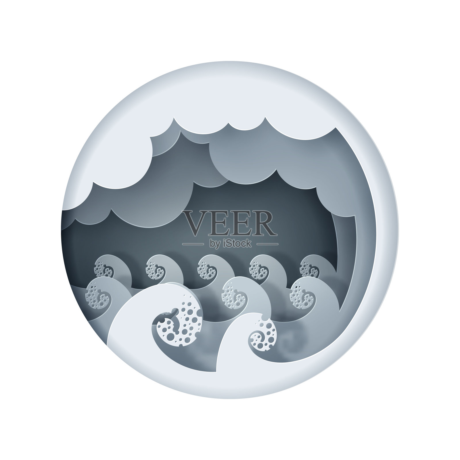 海洋的纸工艺品。世界海洋日的概念。插画图片素材