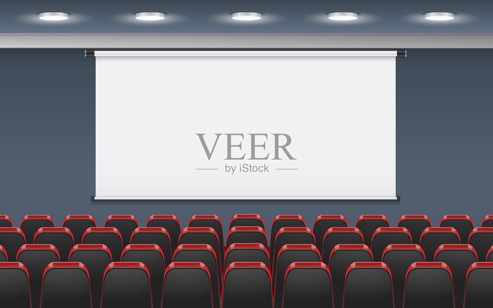 会议室的投影仪、屏幕和椅子插画图片素材