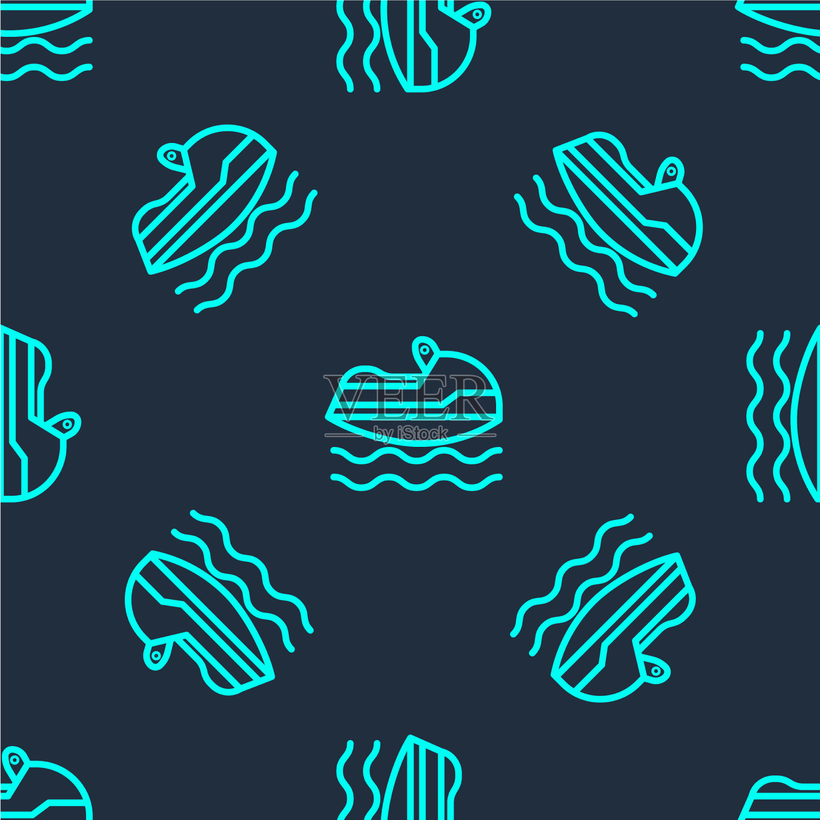 绿线喷气滑雪图标孤立无缝图案插画图片素材