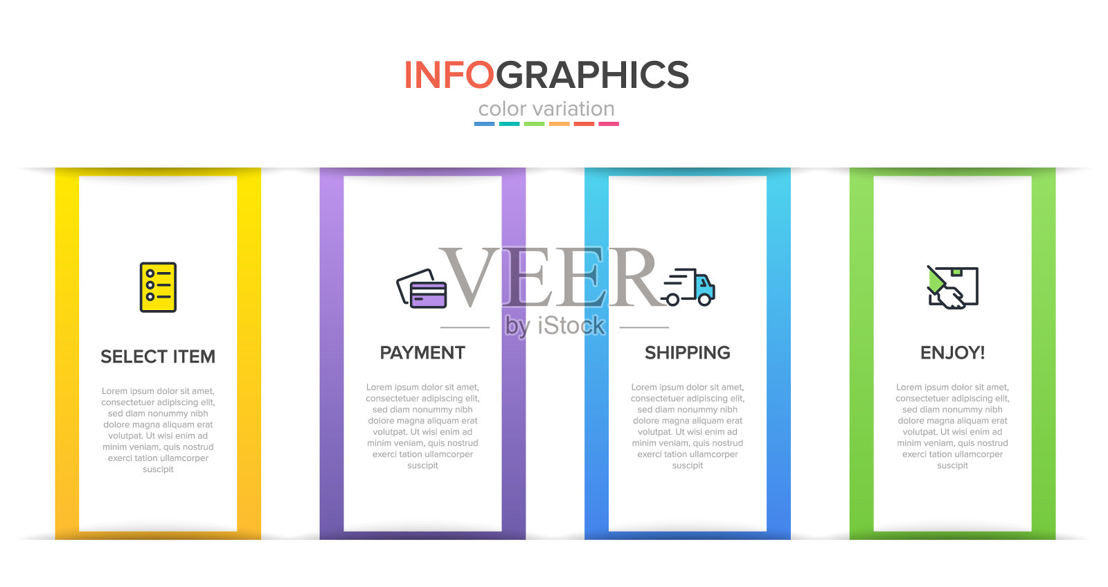 概念购物过程有4个连续插画图片素材