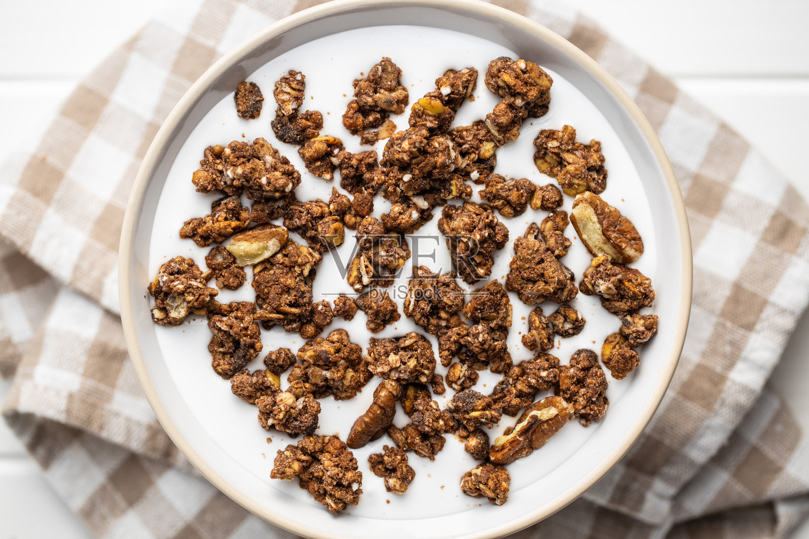 早餐麦片。早晨麦片。照片摄影图片