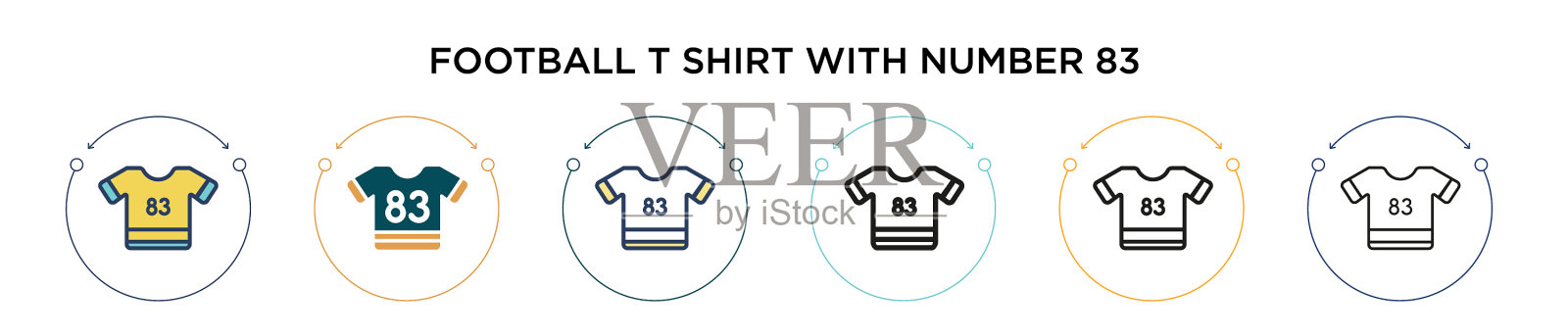 足球t恤与数字83图标填充插画图片素材