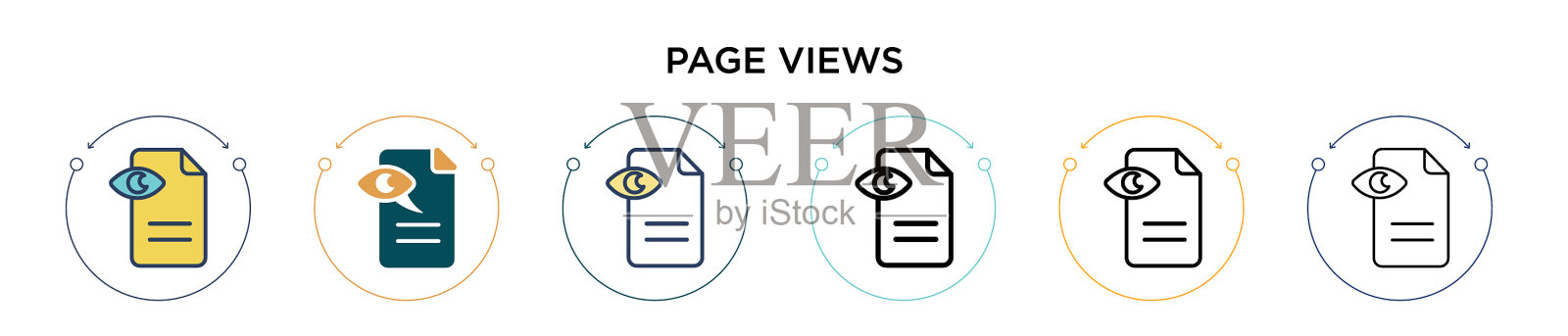 页面视图图标在填充细线和轮廓线图标素材