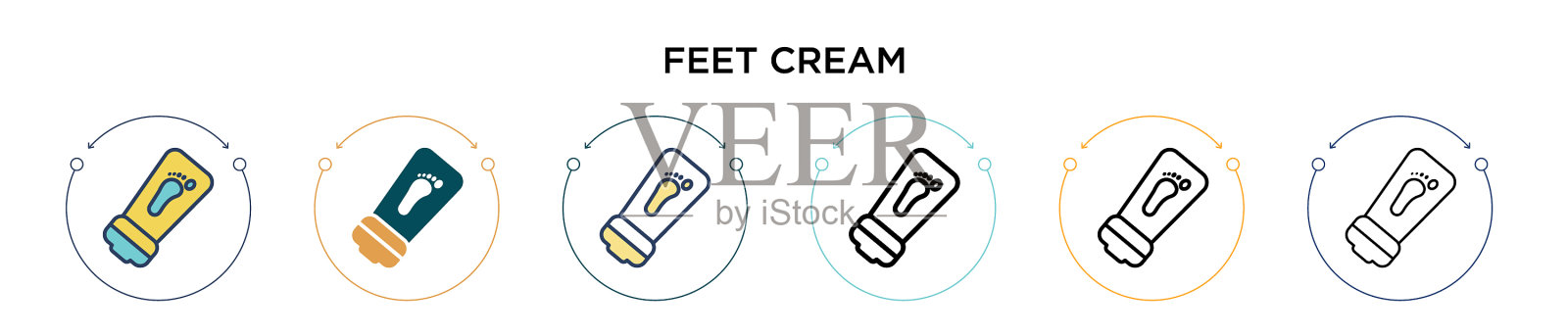 脚霜图标在填充细线和轮廓线插画图片素材