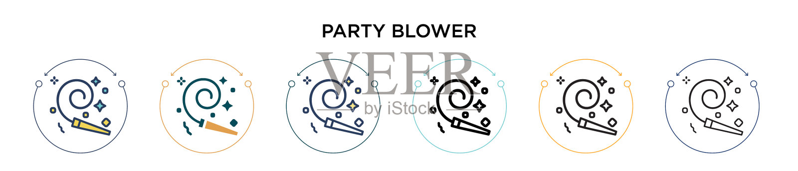 方吹风机图标在填充细线轮廓和插画图片素材