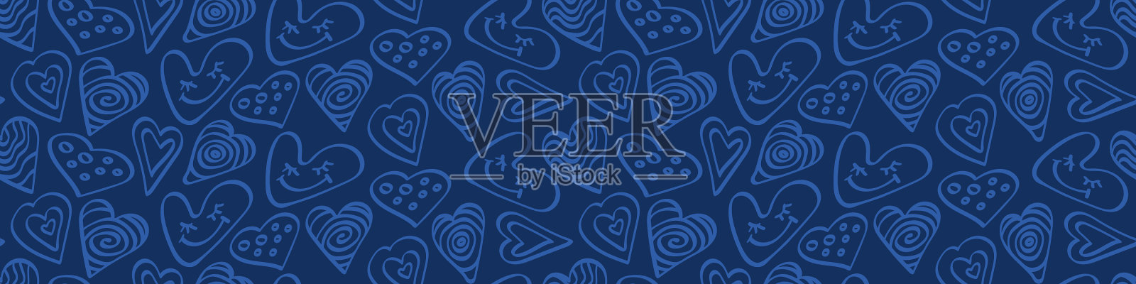 无缝水平边界与心脏形状插画图片素材