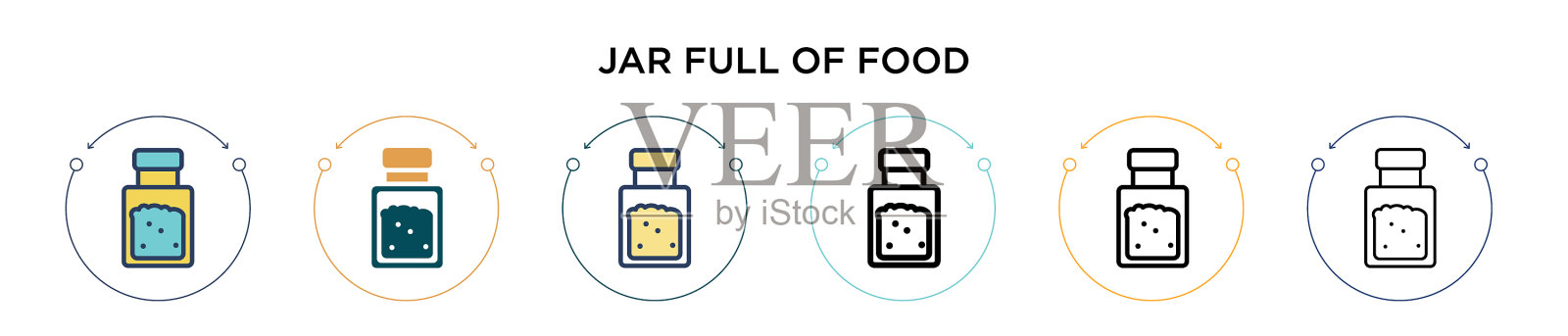 满罐食物图标在满细线轮廓插画图片素材