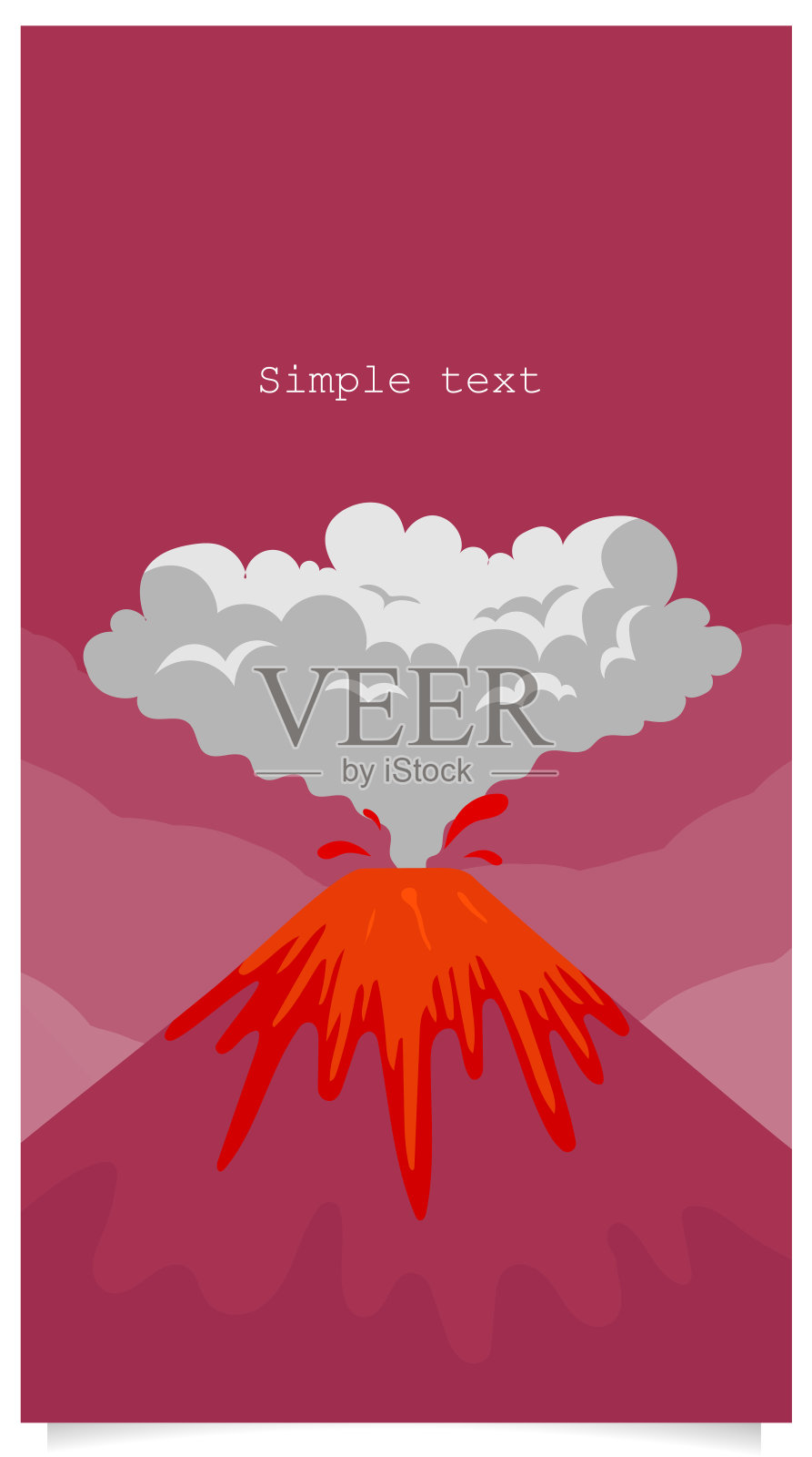 火山喷发平面颜色矢量背景与文本空间插画图片素材