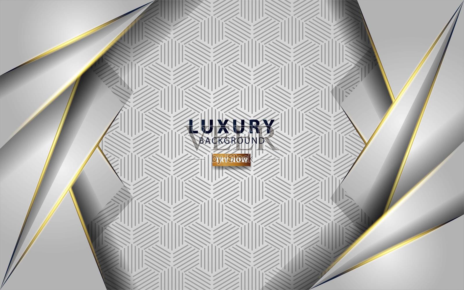 白色抽象背景与金色线。插画图片素材