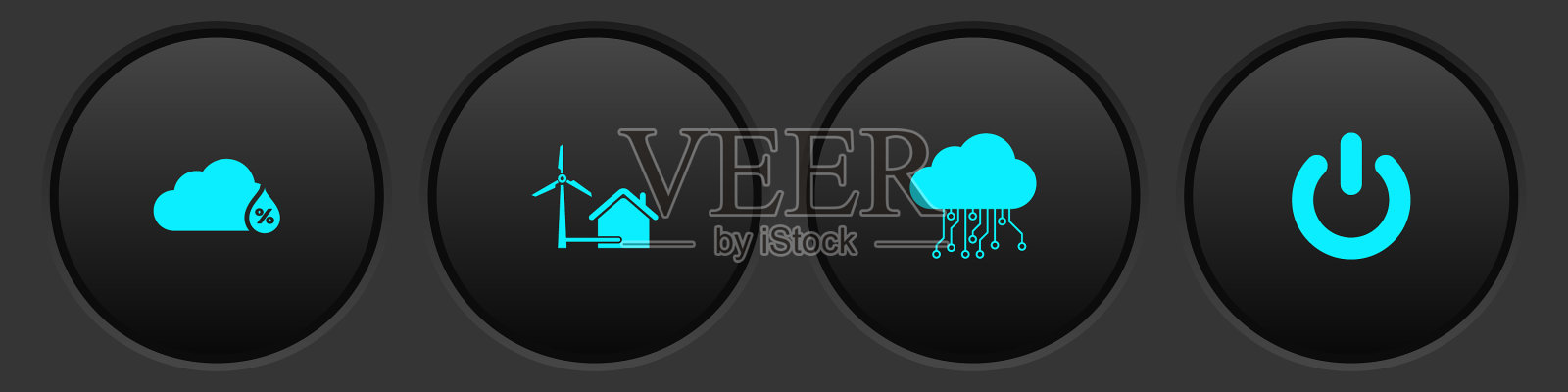 设湿度房与风力机联网图标素材