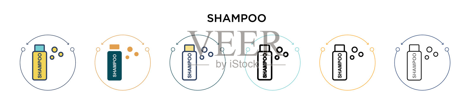 洗发水图标在填充细线轮廓和插画图片素材