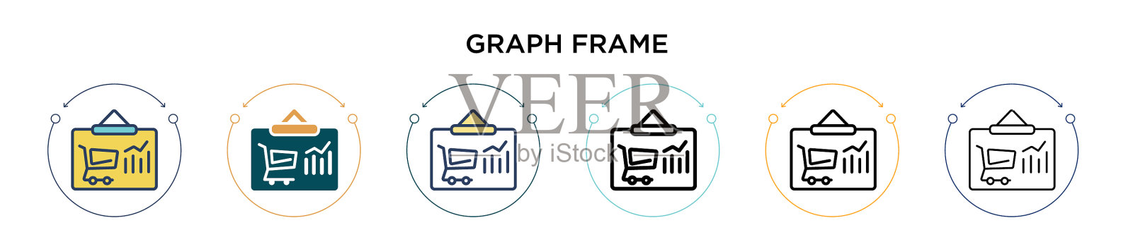 图形框图标在填充细线轮廓和图标素材