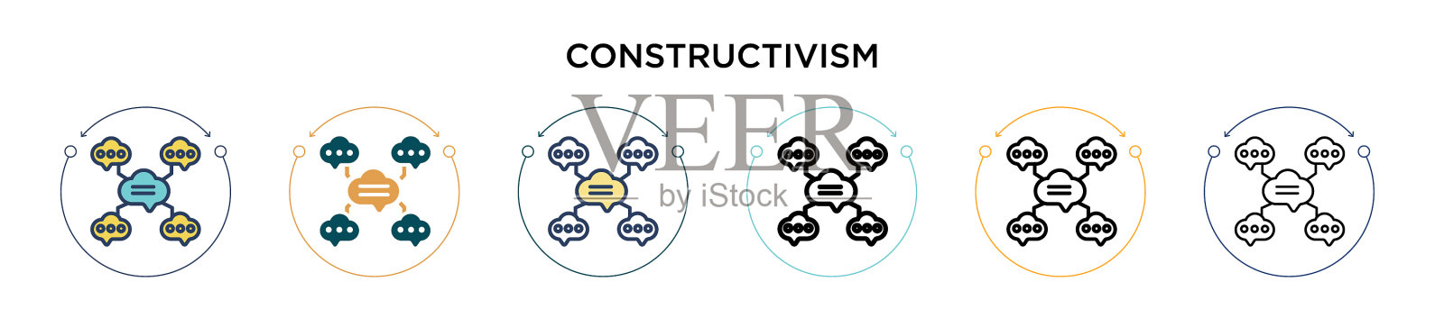 构成主义图标在填充细线轮廓插画图片素材