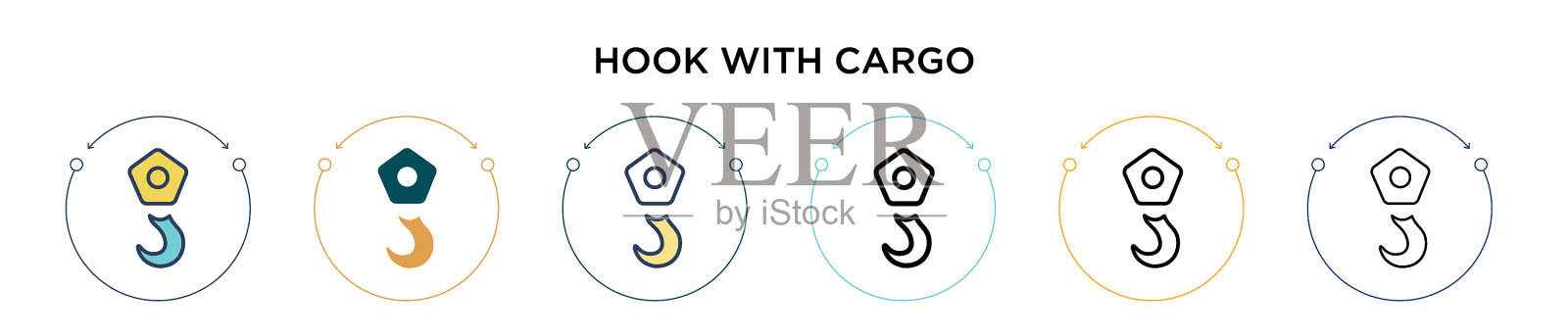 钩与货物图标在填充细线轮廓图标素材