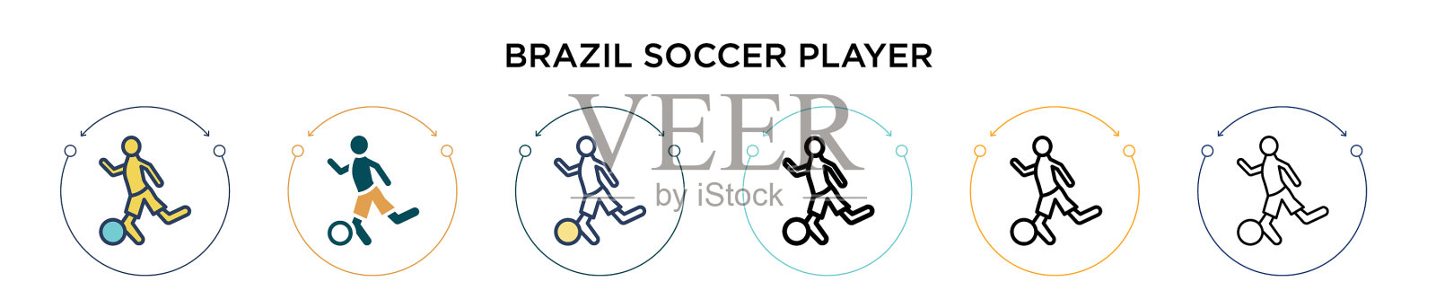 巴西足球运动员的图标在填充细线插画图片素材