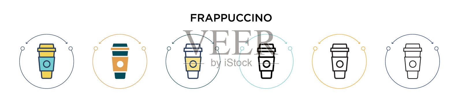 星冰乐图标在填充细线轮廓和插画图片素材