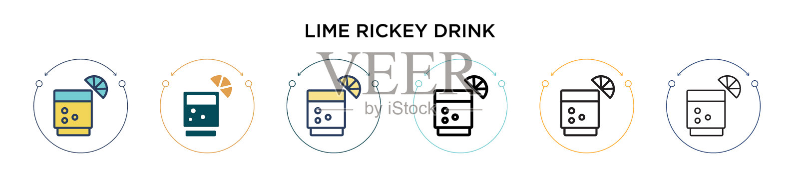 莱姆里克饮料图标在填充细线插画图片素材