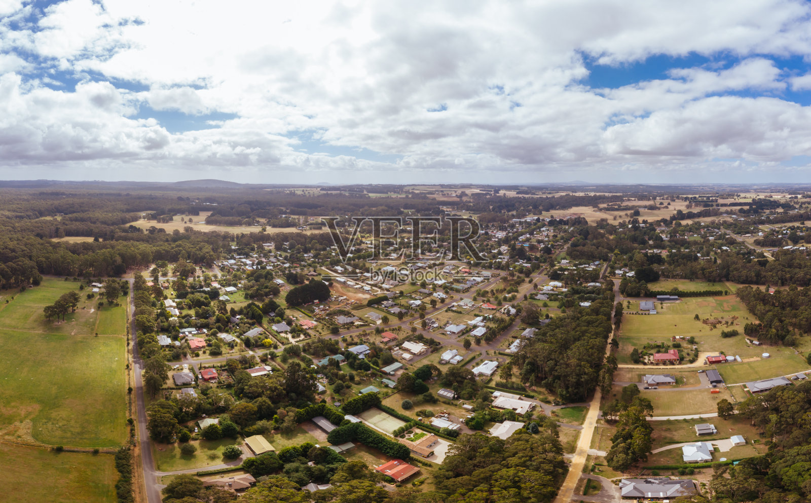 鸟瞰图Trentham在澳大利亚照片摄影图片
