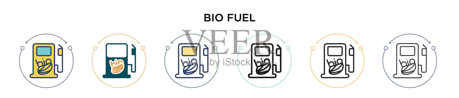 生物燃料图标在填充细线轮廓和插画图片素材