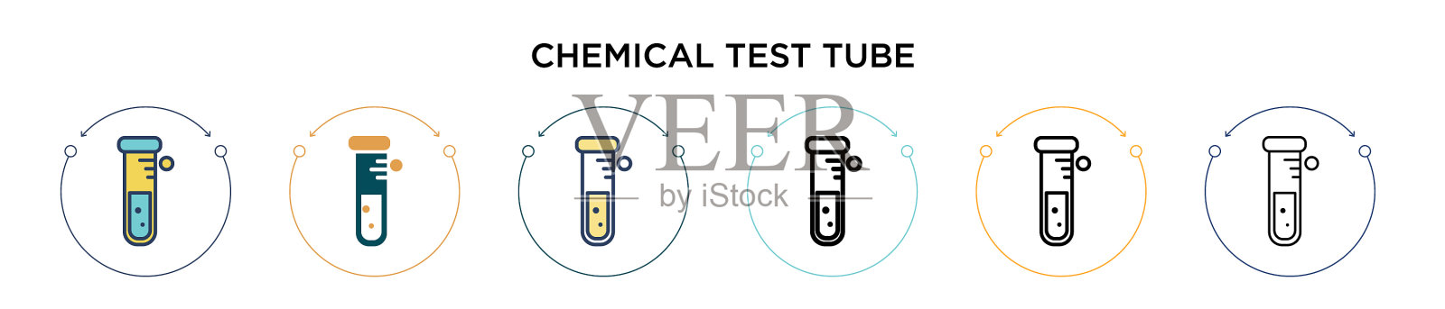化学试管图标在填充细线中插画图片素材