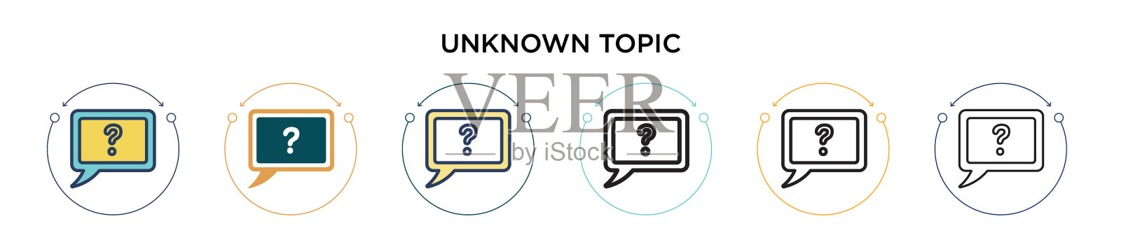 未知主题图标在填充细线轮廓插画图片素材