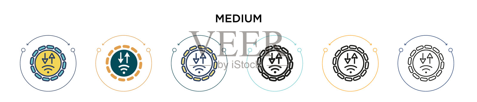 中等信号图标在填充细线轮廓图标素材