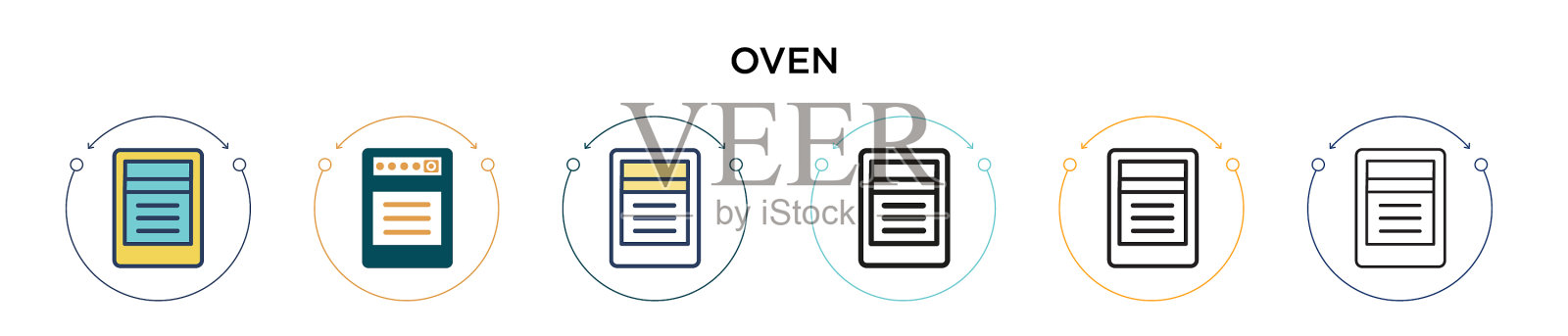 烘箱图标在填充细线轮廓和描边插画图片素材