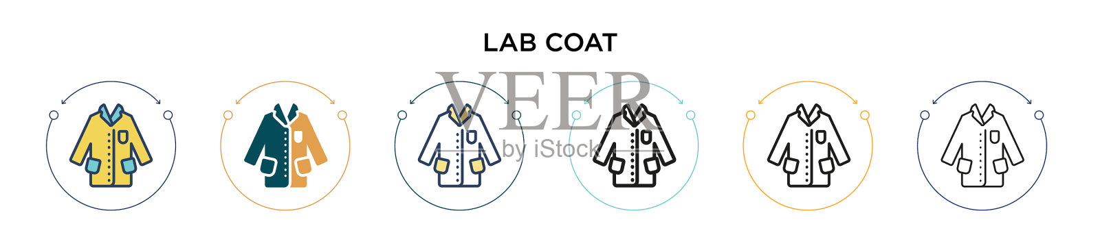 实验服图标在填充细线轮廓和插画图片素材