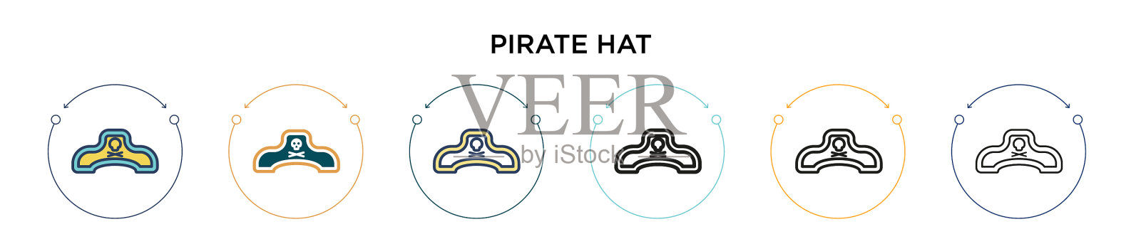 海盗帽图标在填充细线轮廓和插画图片素材