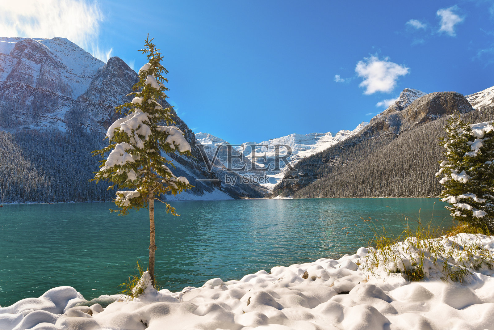 路易斯湖，班夫国家公园，加拿大亚伯达省照片摄影图片