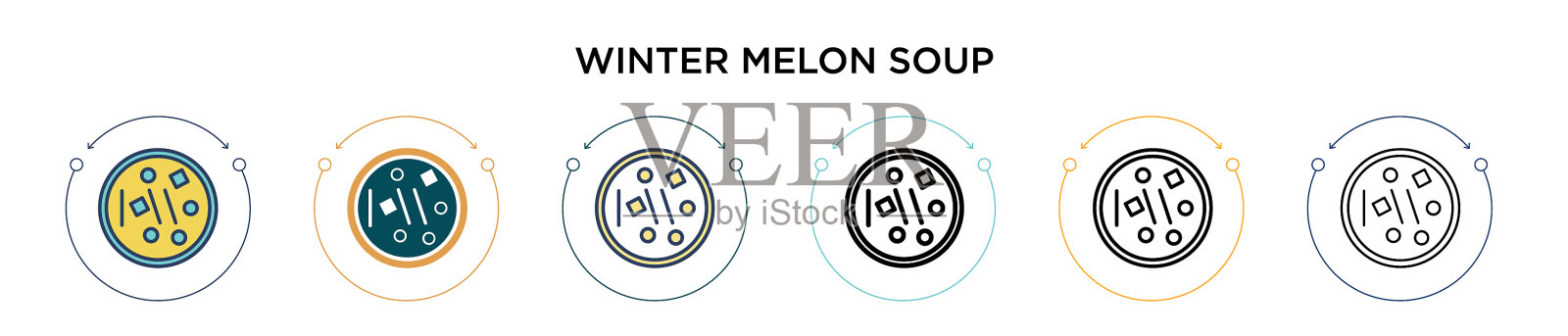 冬瓜汤的图标在填充细线插画图片素材