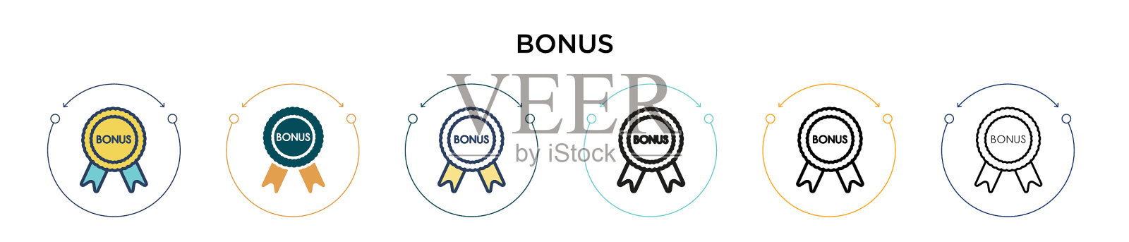 奖金图标在填充细线轮廓和描边插画图片素材